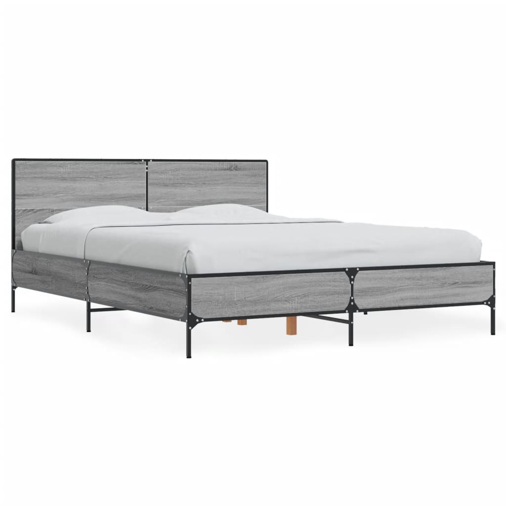 Bed Frame without Mattress Grey Sonoma 120x190 cm Small Double