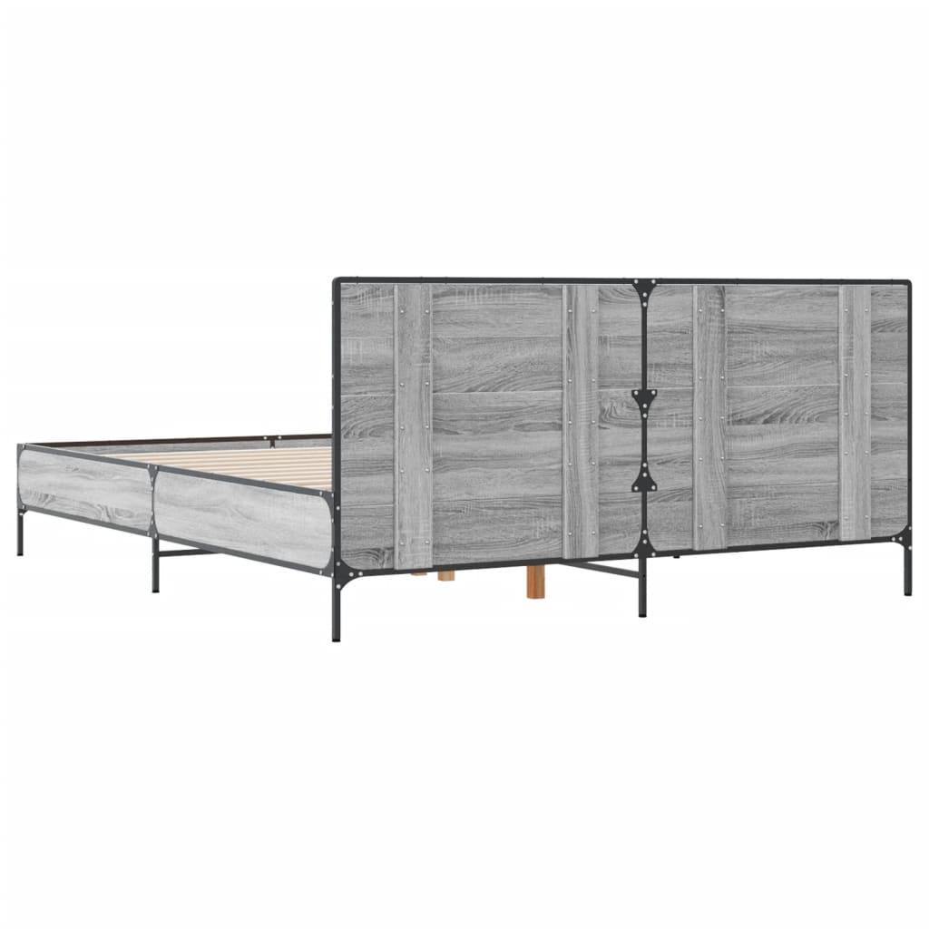 Bed Frame without Mattress Grey Sonoma 120x190 cm Small Double