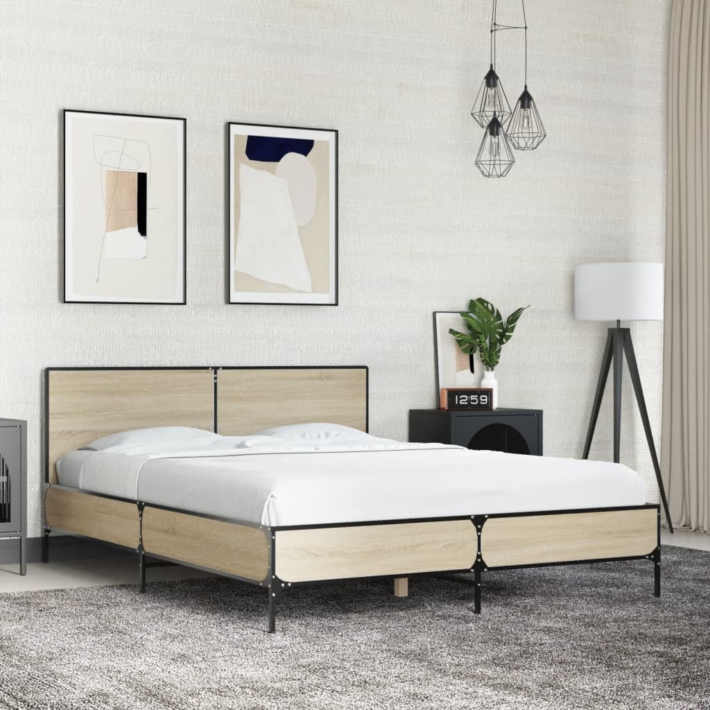 Bed Frame without Mattress Sonoma Oak 135x190 cm Double