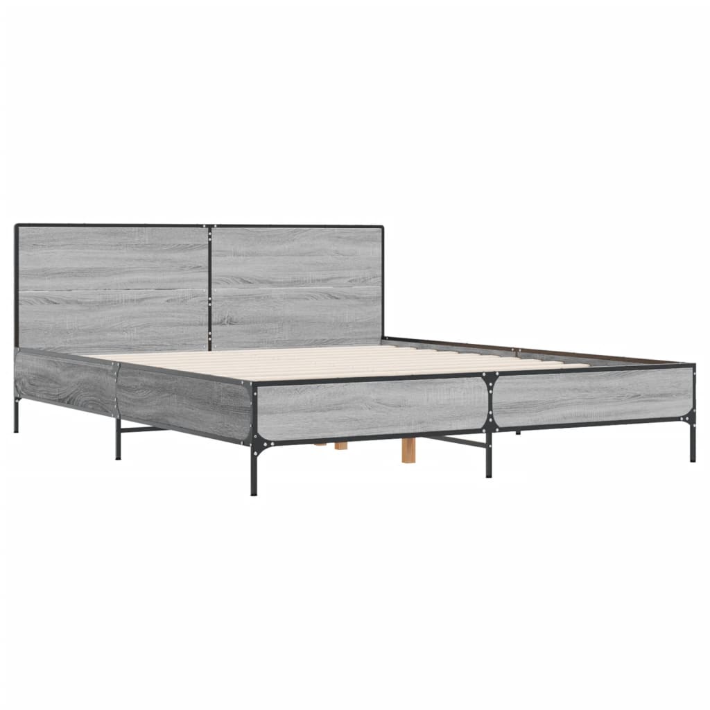 Bed Frame without Mattress Grey Sonoma 135x190 cm Double