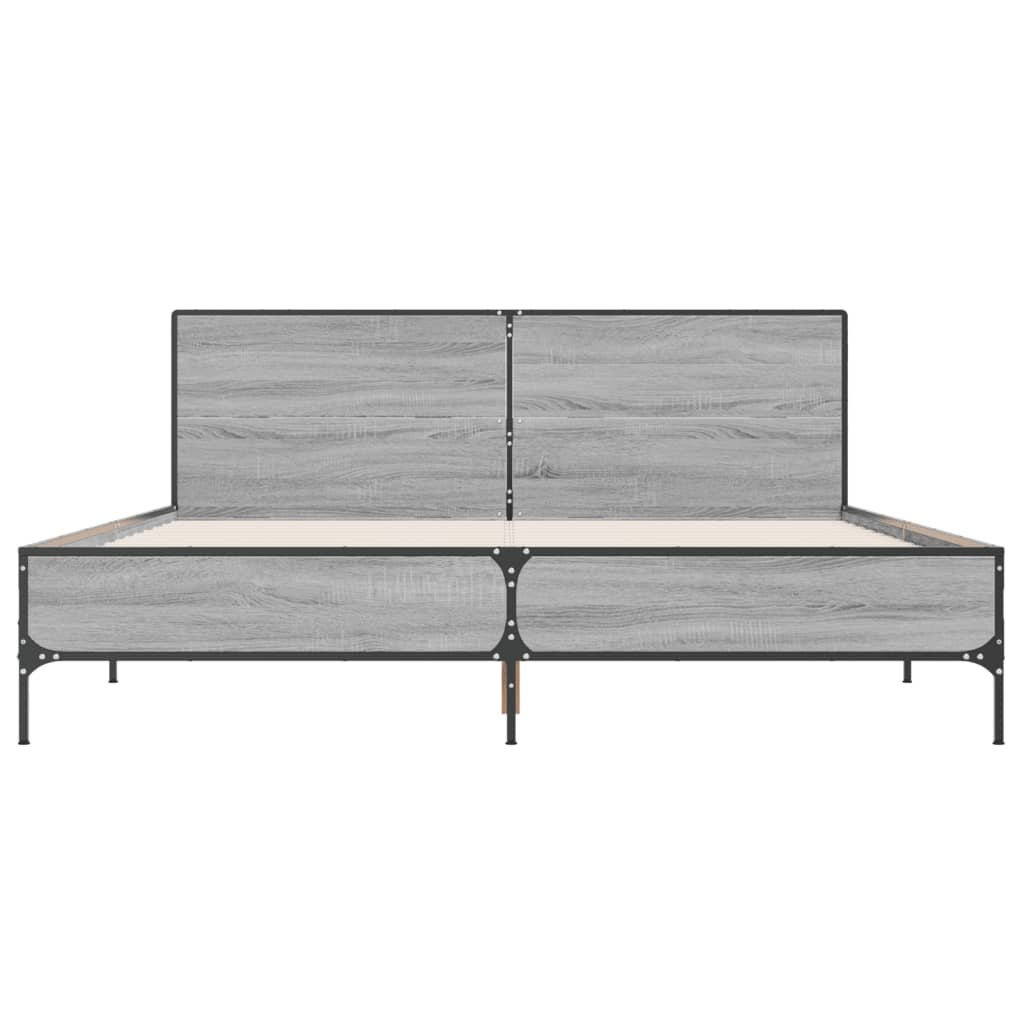 Bed Frame without Mattress Grey Sonoma 135x190 cm Double