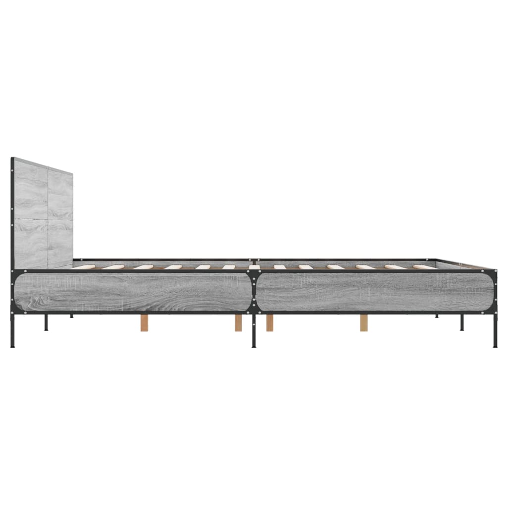 Bed Frame without Mattress Grey Sonoma 135x190 cm Double