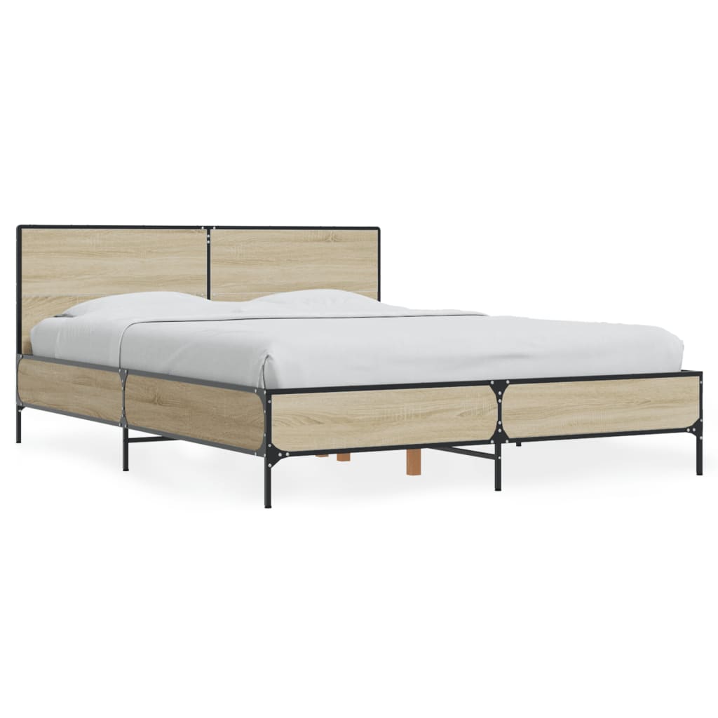 Bed Frame without Mattress Sonoma Oak 140x190 cm