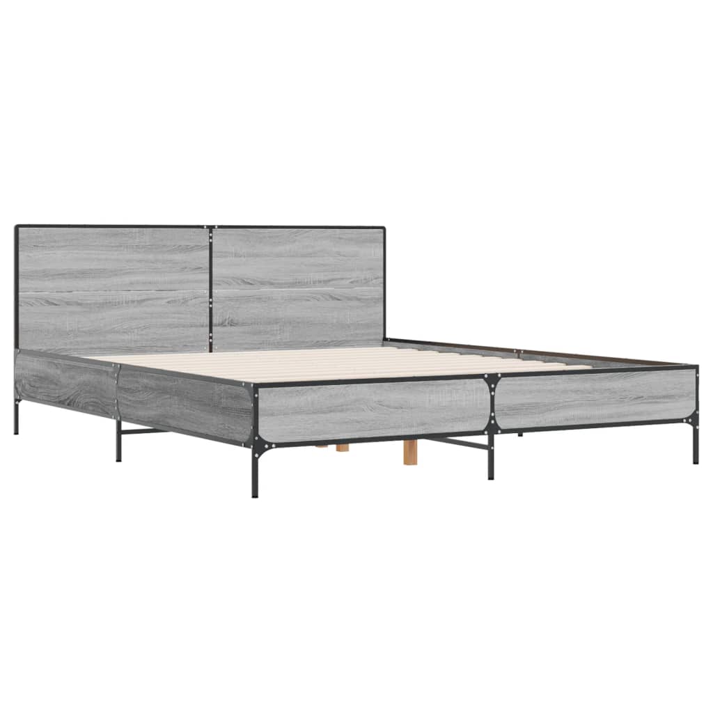 Bed Frame without Mattress Grey Sonoma 140x190 cm