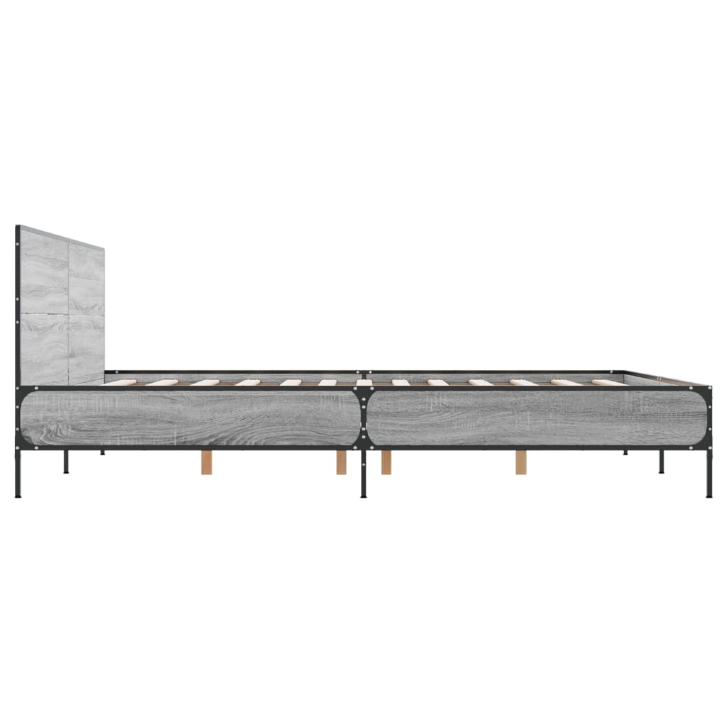Bed Frame without Mattress Grey Sonoma 140x190 cm