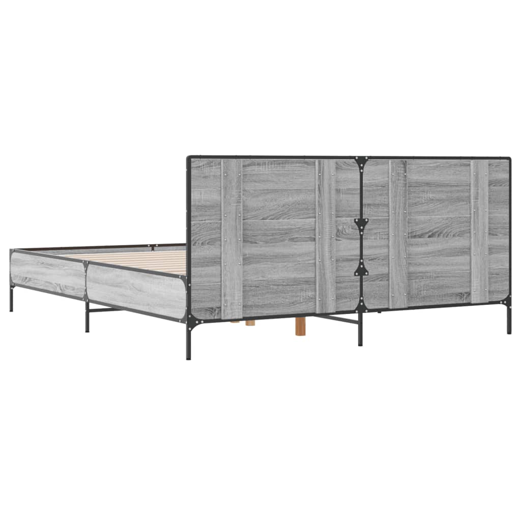 Bed Frame without Mattress Grey Sonoma 140x190 cm