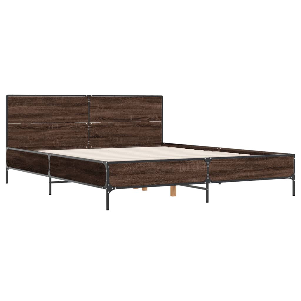 Bed Frame without Mattress Brown Oak 140x190 cm