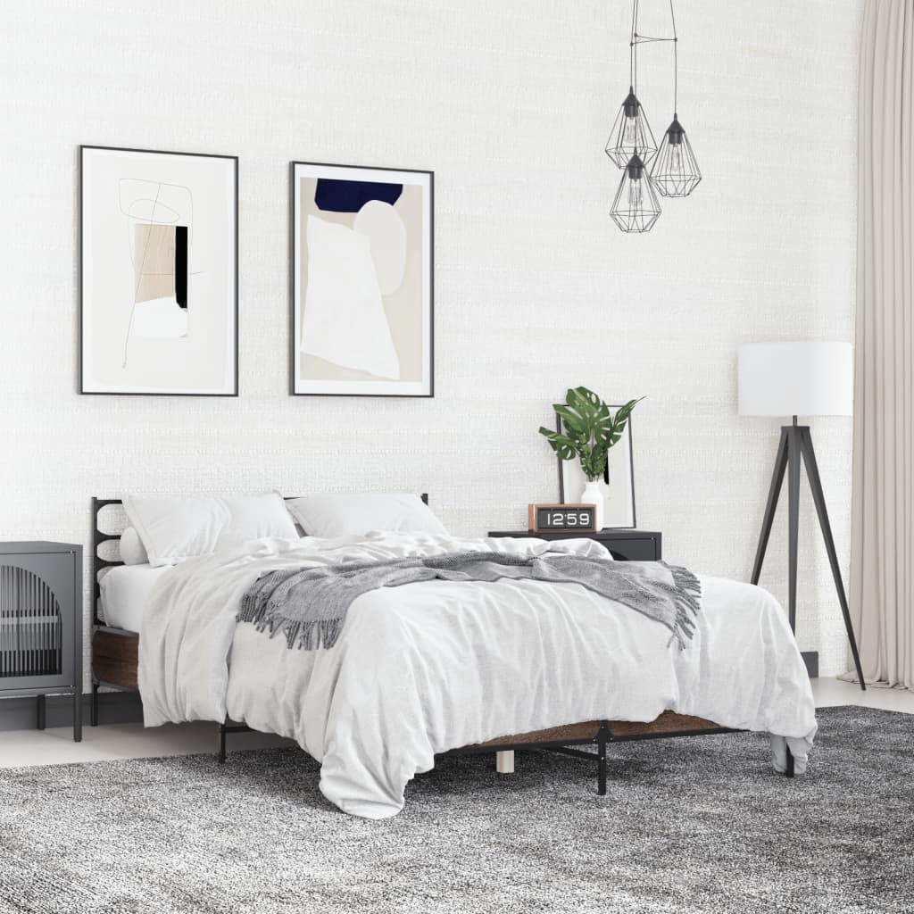 Bed Frame without Mattress Brown Oak 120x200 cm