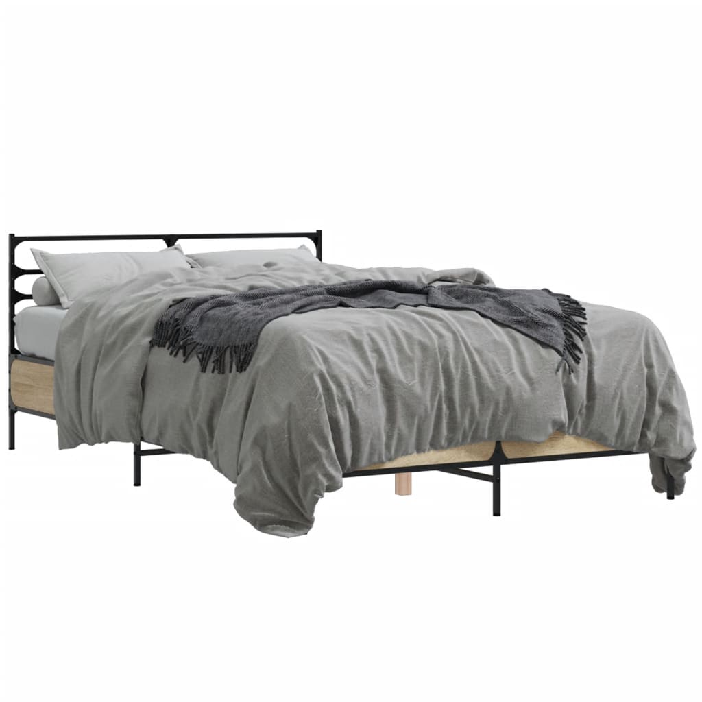 Bed Frame without Mattress Sonoma Oak 140x200 cm