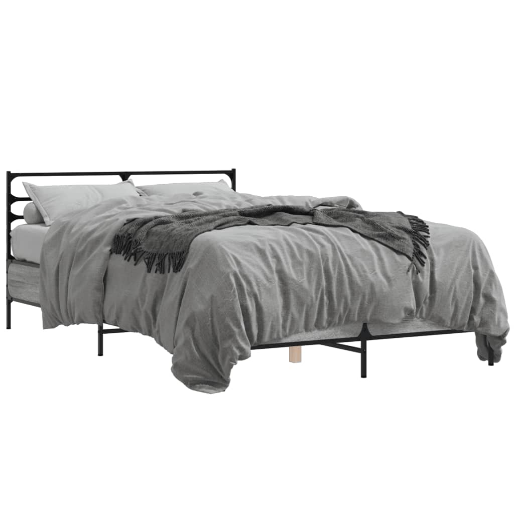 Bed Frame without Mattress Grey Sonoma 140x200 cm