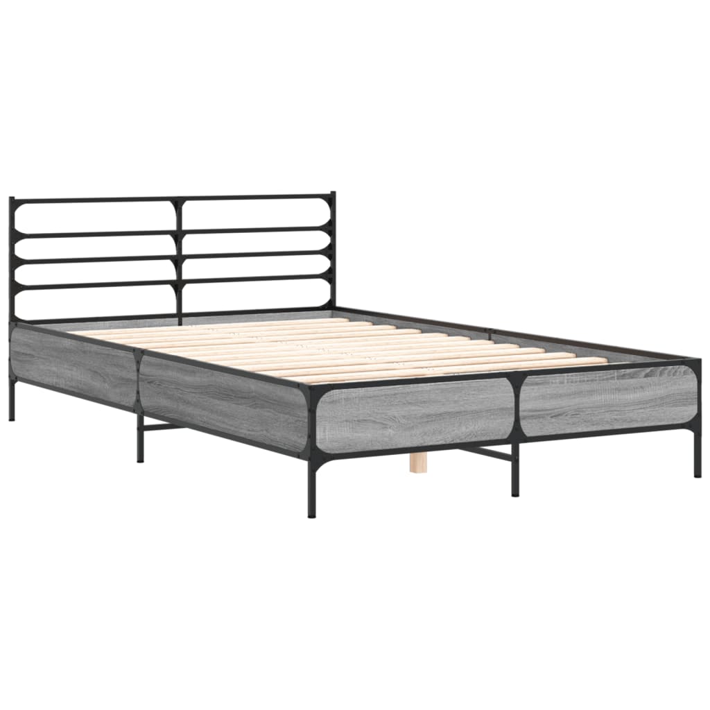 Bed Frame without Mattress Grey Sonoma 140x200 cm