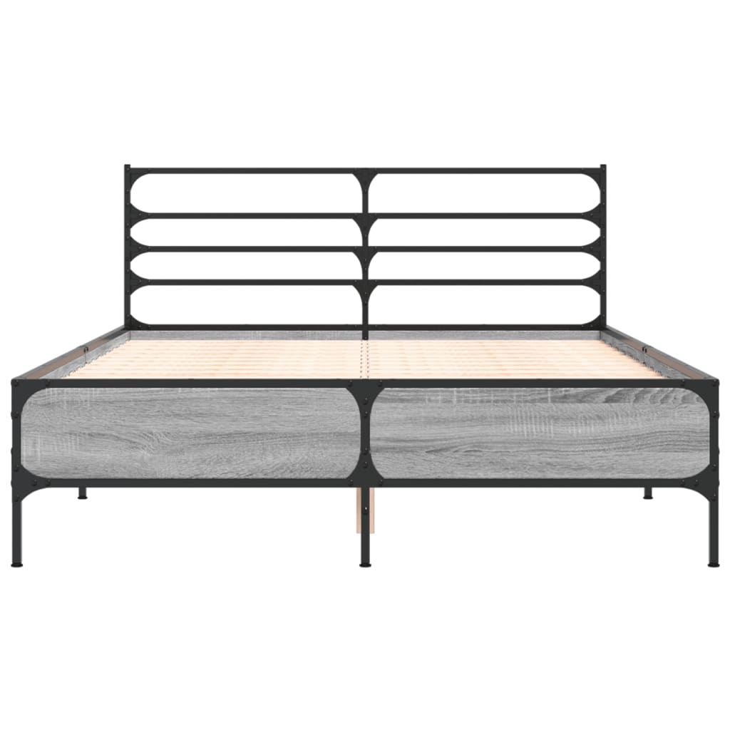 Bed Frame without Mattress Grey Sonoma 140x200 cm