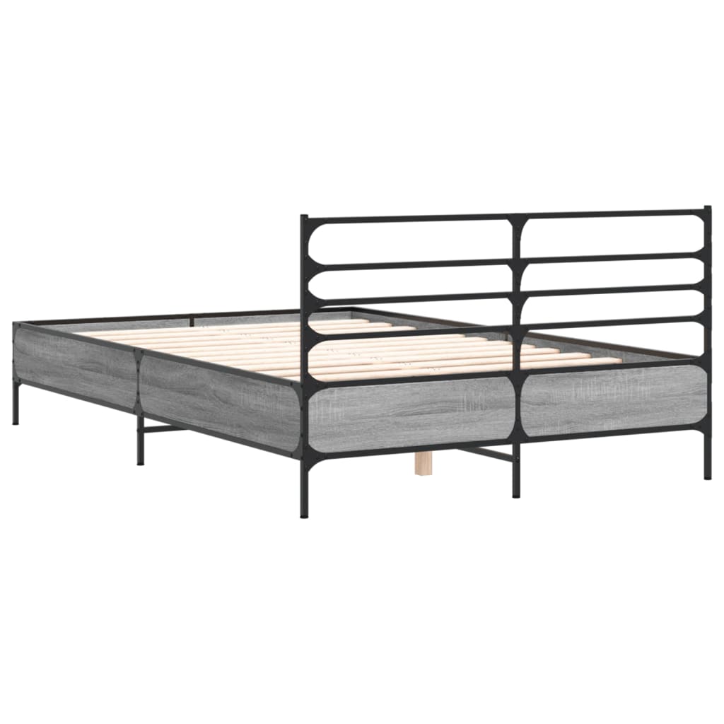 Bed Frame without Mattress Grey Sonoma 140x200 cm