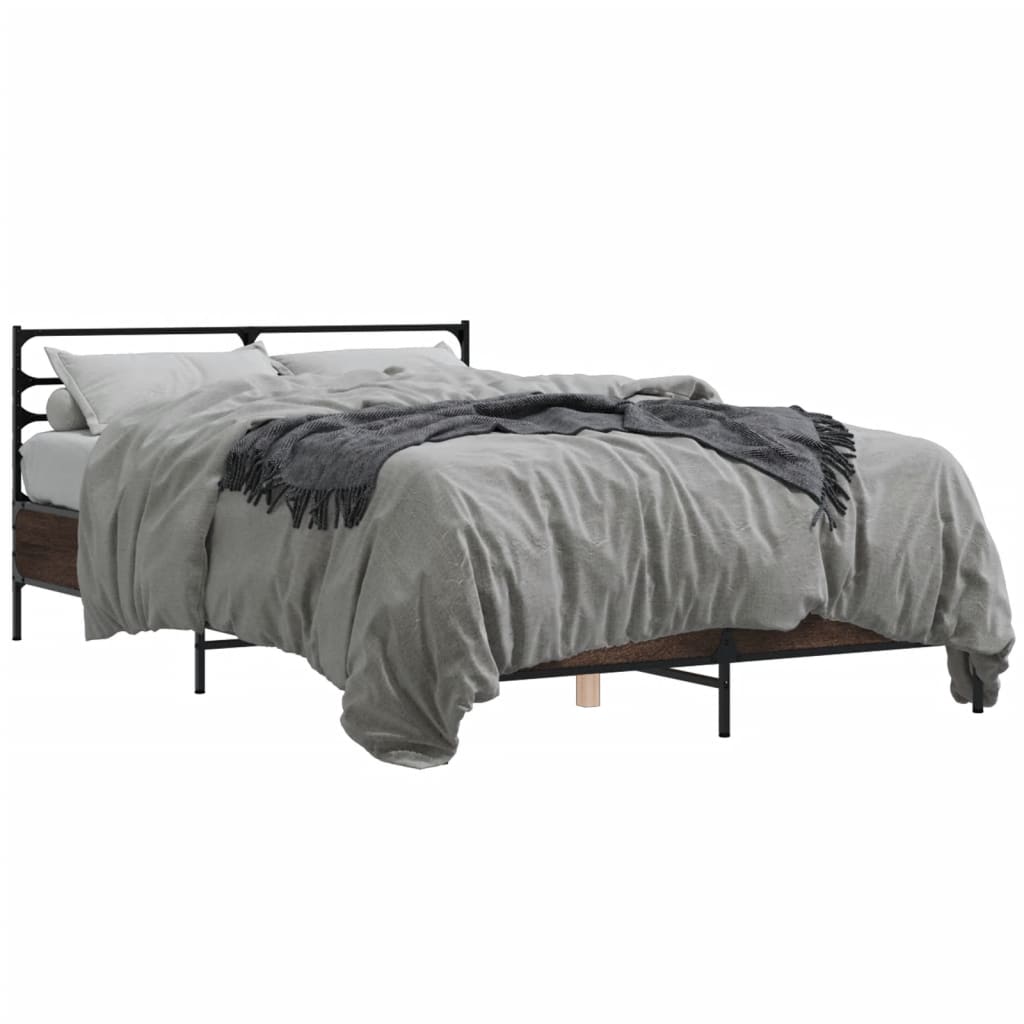 Bed Frame without Mattress Brown Oak 140x200 cm