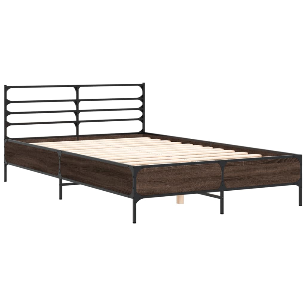 Bed Frame without Mattress Brown Oak 140x200 cm