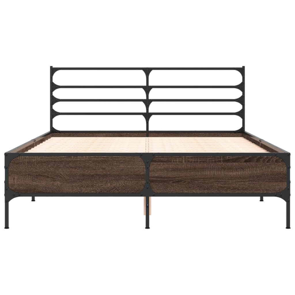 Bed Frame without Mattress Brown Oak 140x200 cm