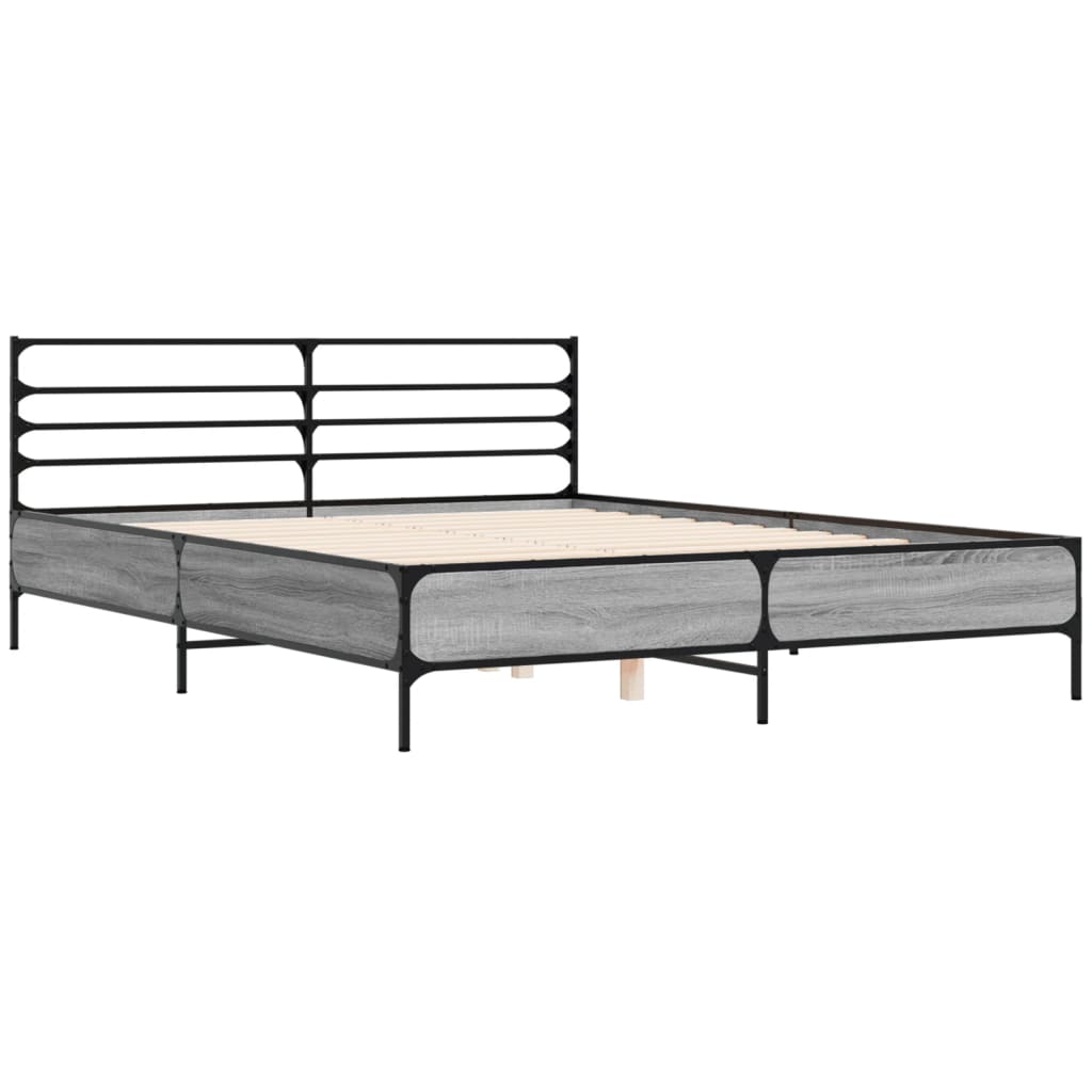 Bed Frame without Mattress Grey Sonoma 160x200 cm