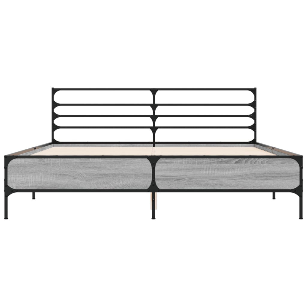 Bed Frame without Mattress Grey Sonoma 160x200 cm
