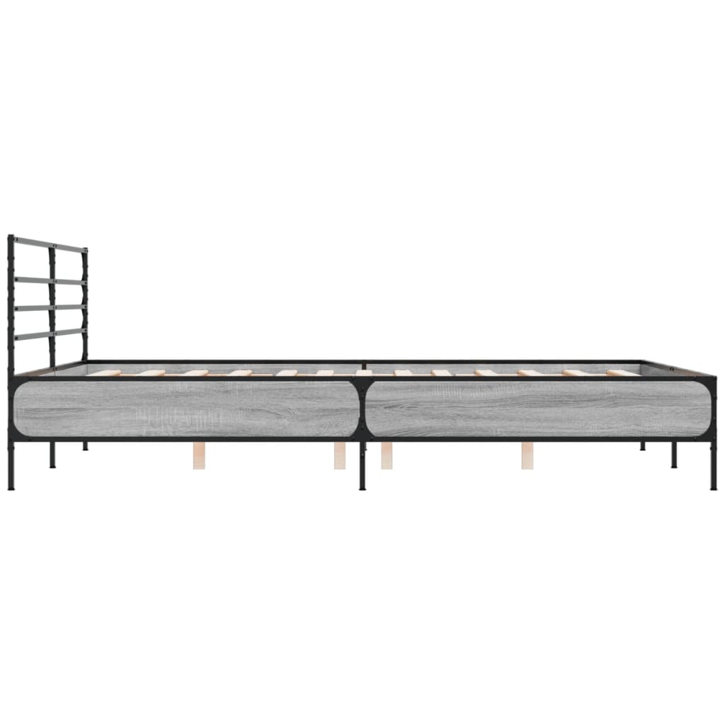 Bed Frame without Mattress Grey Sonoma 160x200 cm