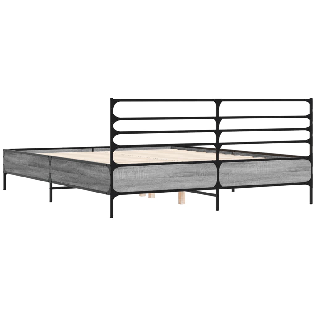 Bed Frame without Mattress Grey Sonoma 160x200 cm
