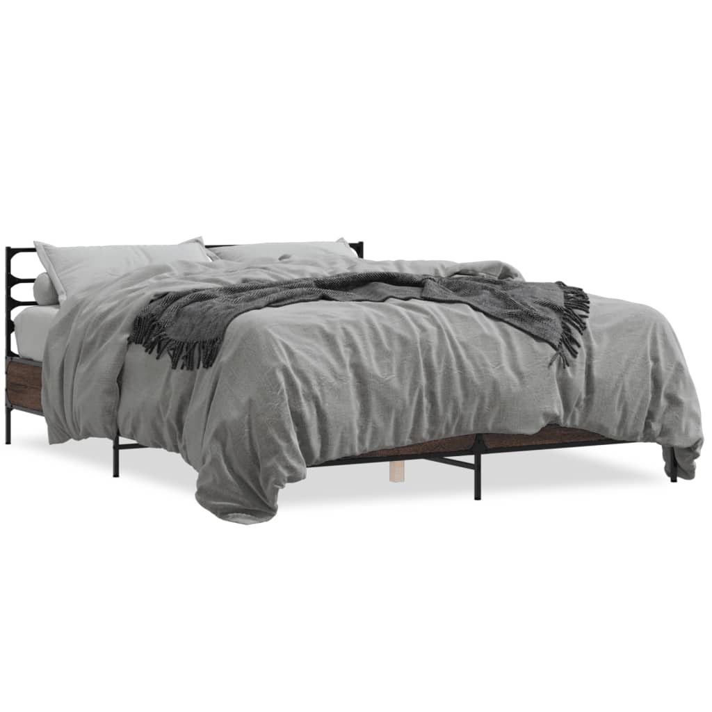 Bed Frame without Mattress Brown Oak 160x200 cm