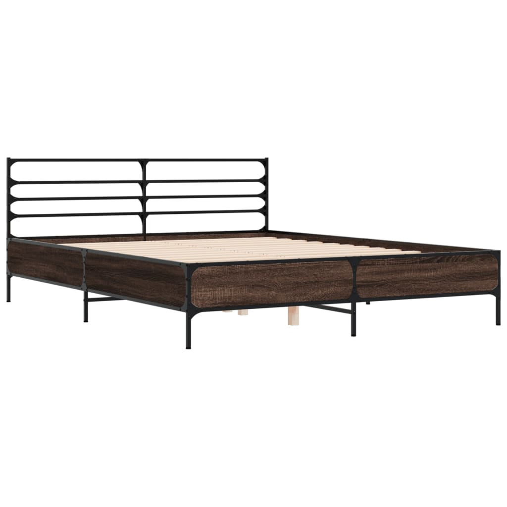 Bed Frame without Mattress Brown Oak 160x200 cm