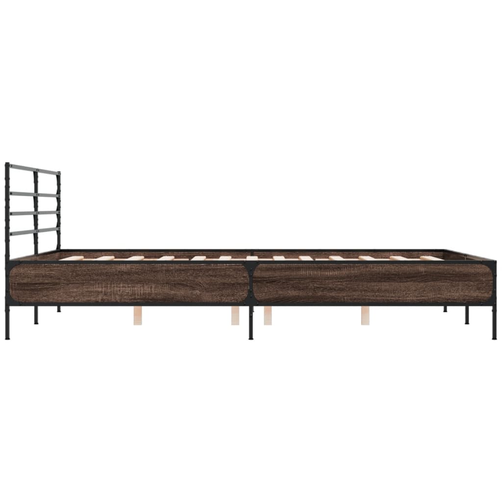 Bed Frame without Mattress Brown Oak 160x200 cm