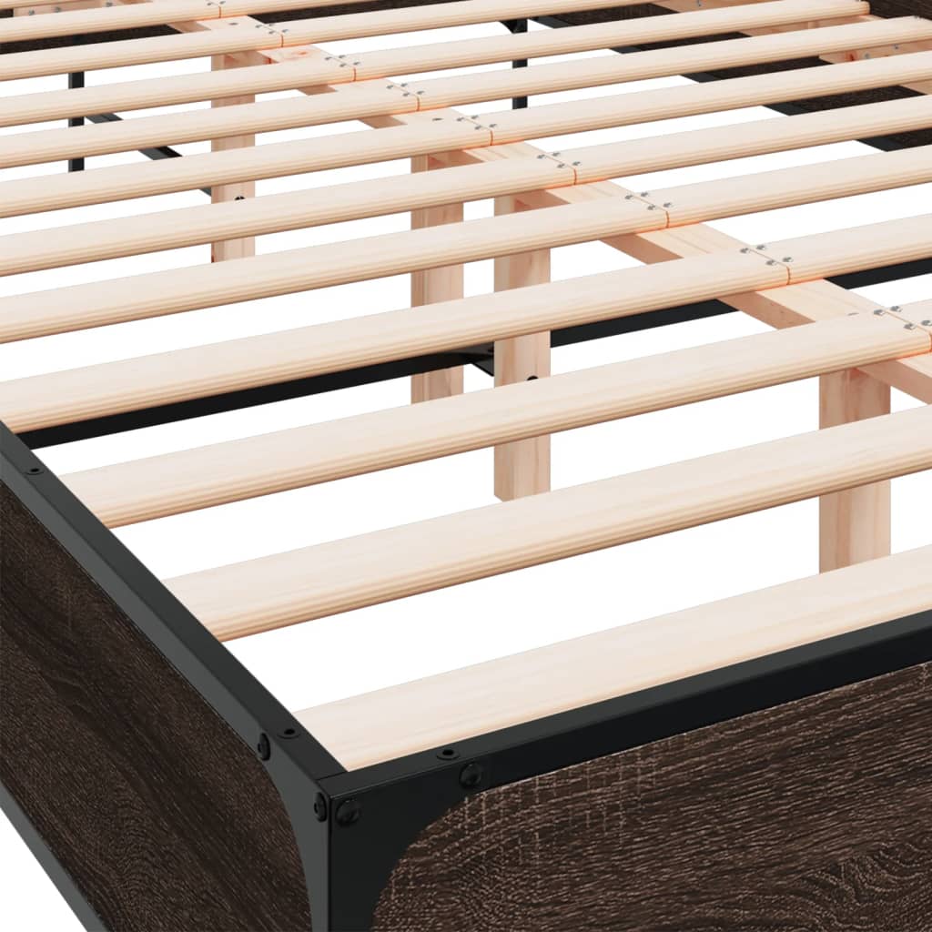 Bed Frame without Mattress Brown Oak 160x200 cm