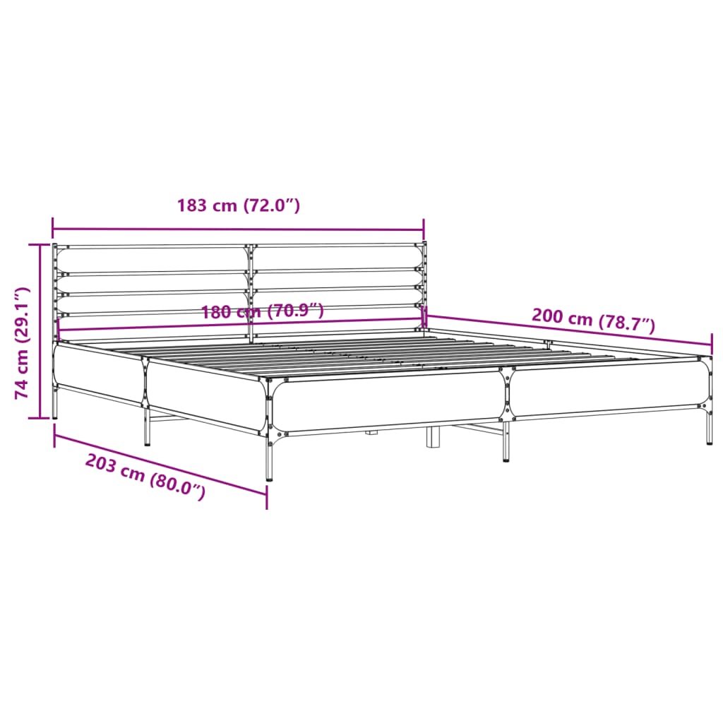 Bed Frame without Mattress Black 180x200 cm Super King