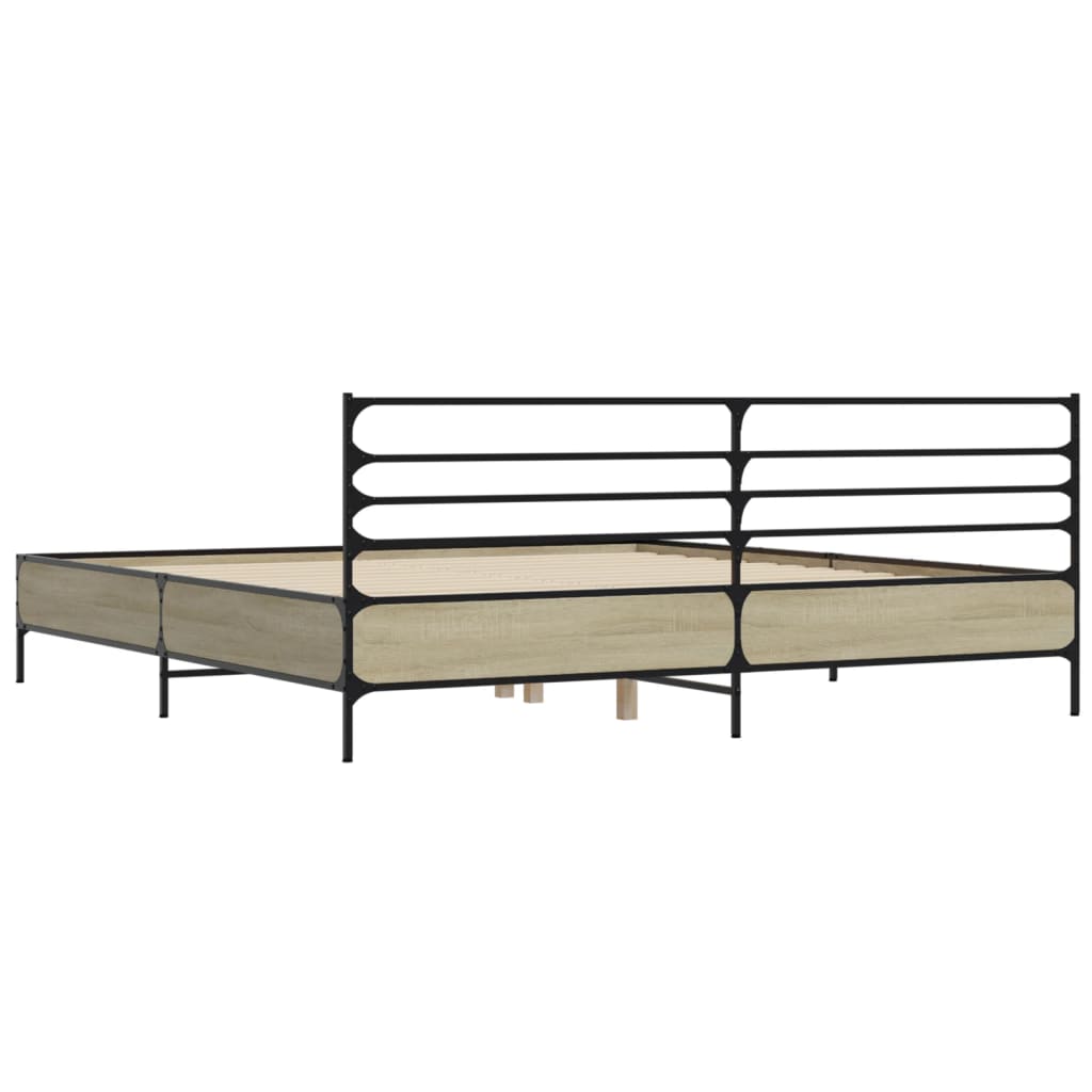Bed Frame without Mattress Sonoma Oak 180x200 cm Super King