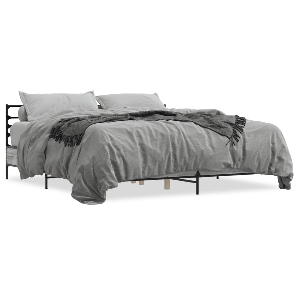 Bed Frame without Mattress Grey Sonoma 180x200 cm Super King