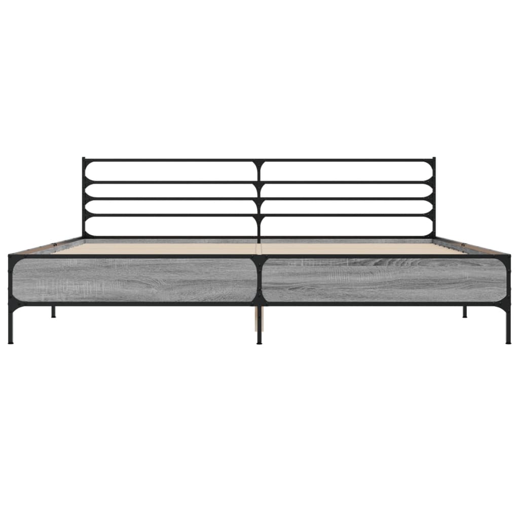 Bed Frame without Mattress Grey Sonoma 180x200 cm Super King