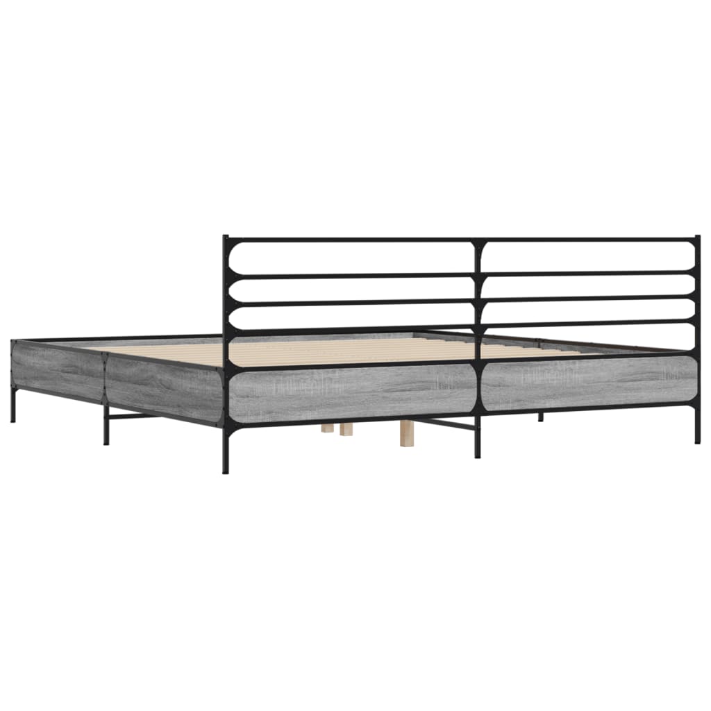 Bed Frame without Mattress Grey Sonoma 180x200 cm Super King