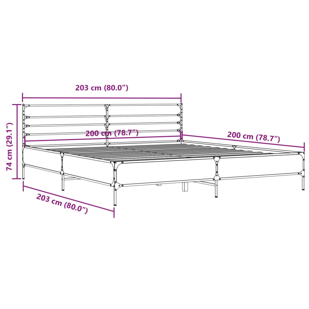 Bed Frame without Mattress Black 200x200 cm
