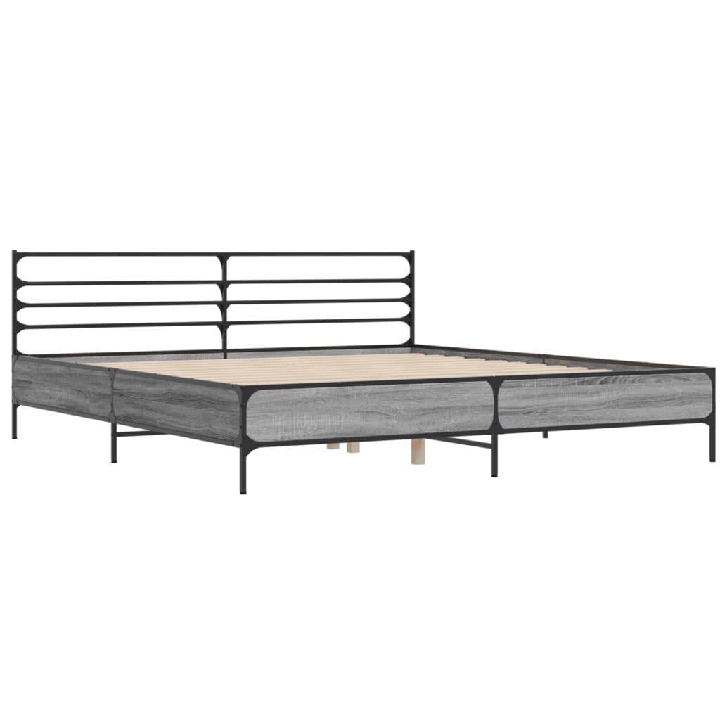 Bed Frame without Mattress Grey Sonoma 200x200 cm