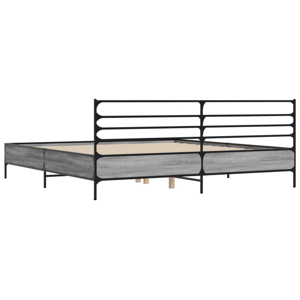 Bed Frame without Mattress Grey Sonoma 200x200 cm