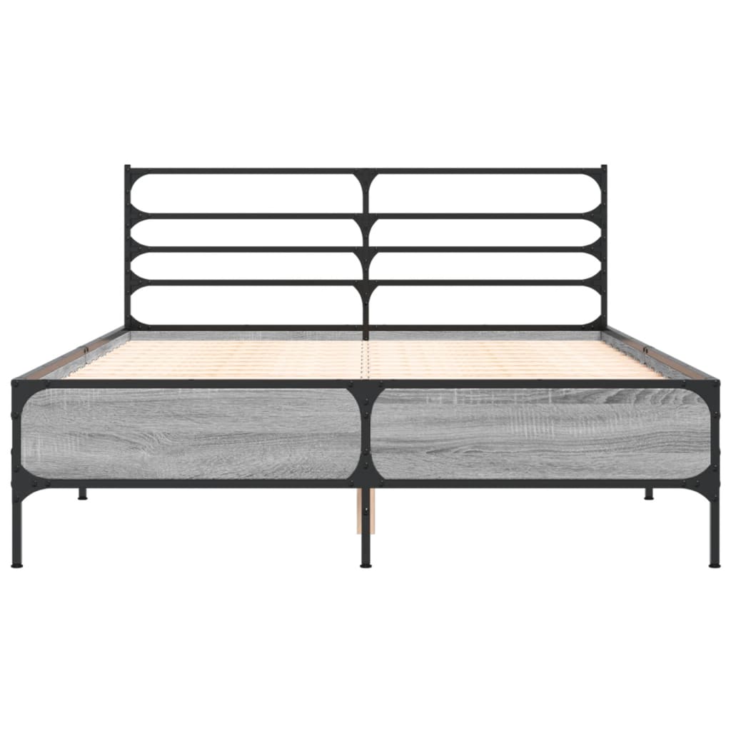 Bed Frame without Mattress Grey Sonoma 135x190 cm Double
