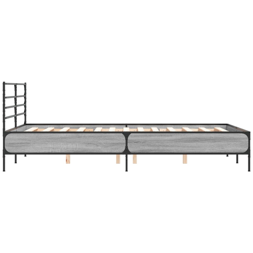 Bed Frame without Mattress Grey Sonoma 135x190 cm Double
