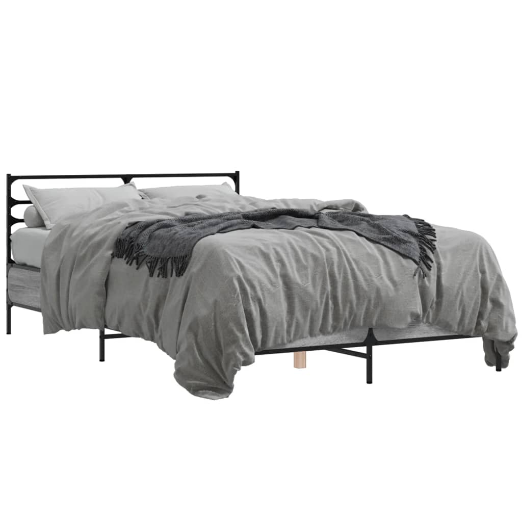 Bed Frame without Mattress Grey Sonoma 140x190 cm