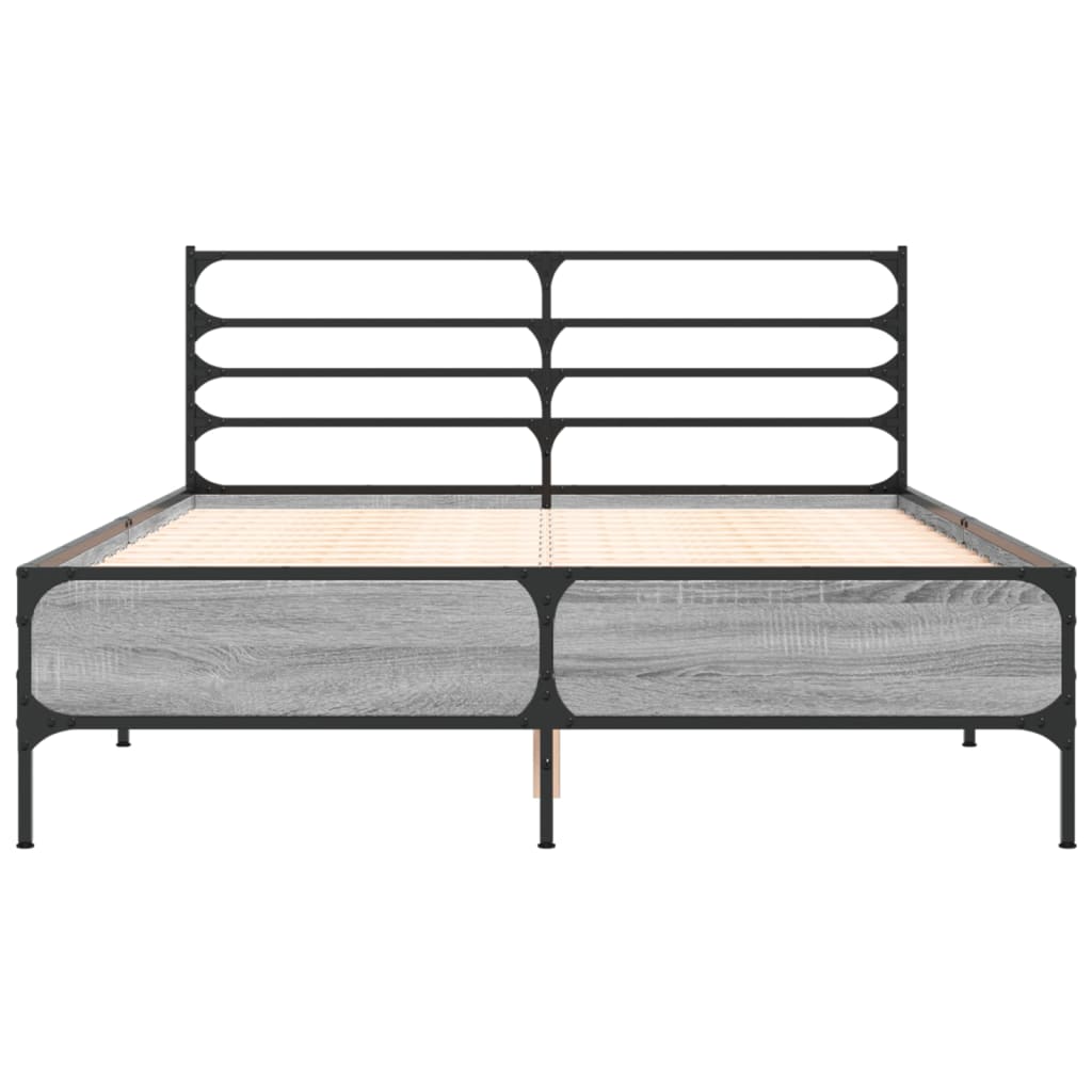 Bed Frame without Mattress Grey Sonoma 140x190 cm