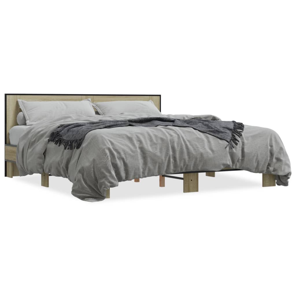 Bed Frame without Mattress Sonoma Oak 200x200 cm