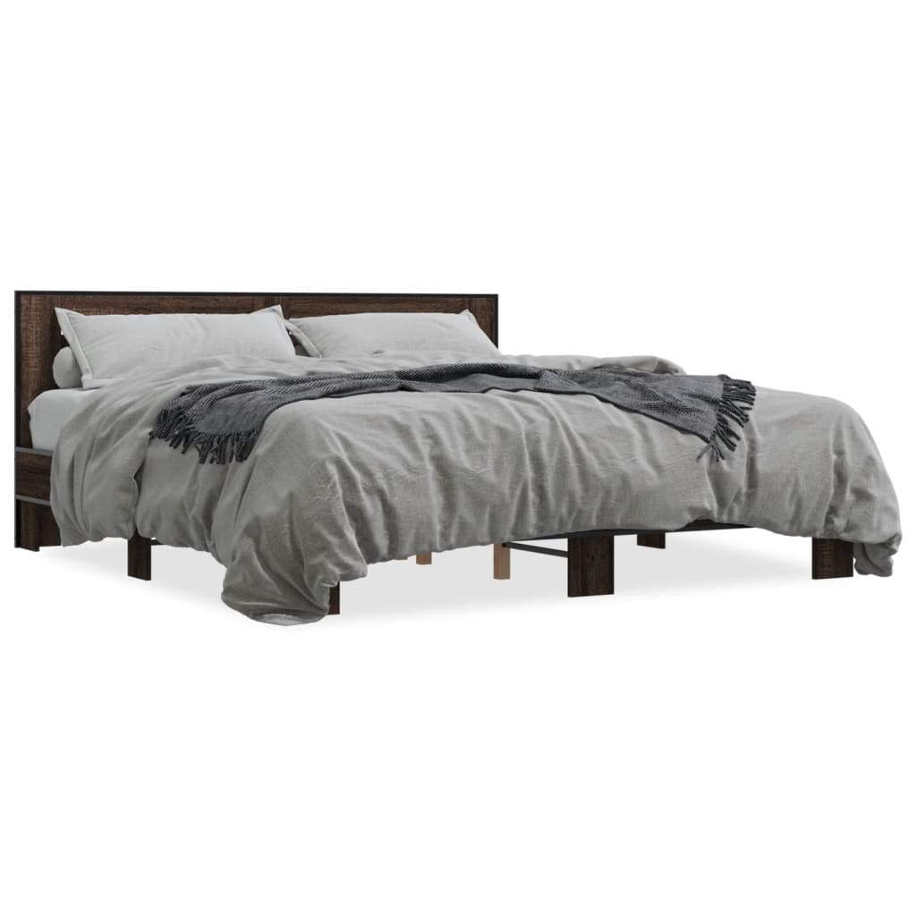 Bed Frame without Mattress Brown Oak 200x200 cm