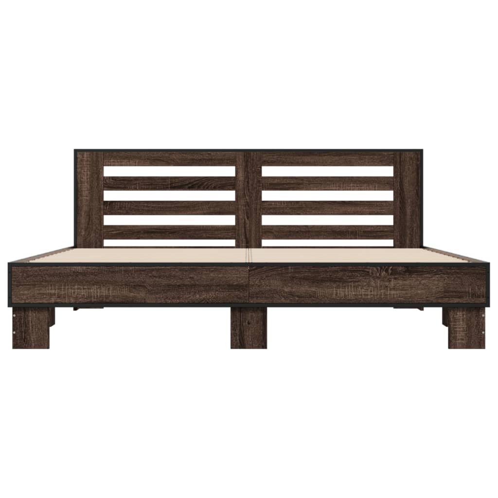 Bed Frame without Mattress Brown Oak 200x200 cm