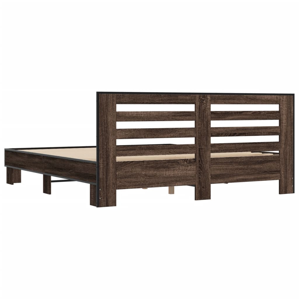 Bed Frame without Mattress Brown Oak 200x200 cm