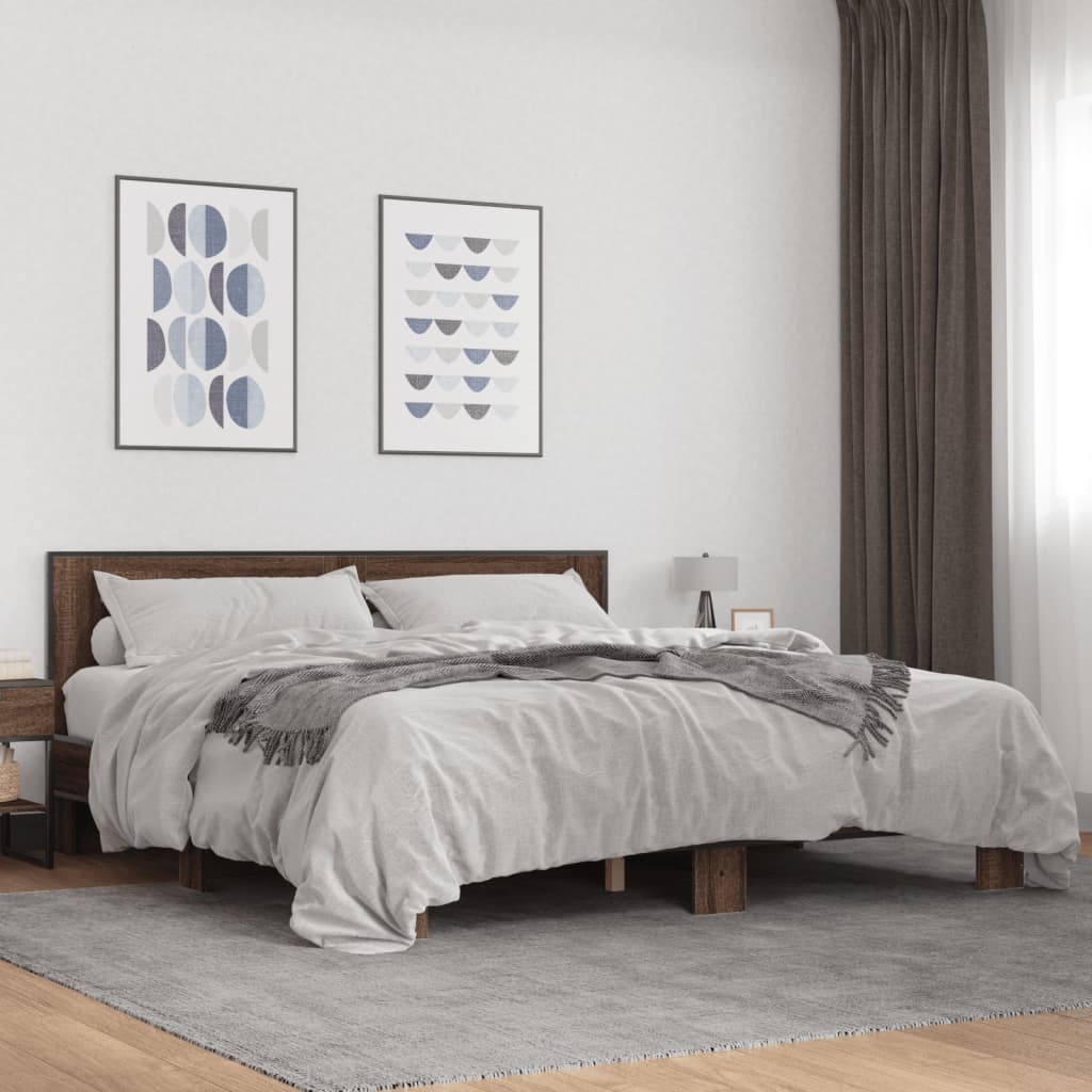 Bed Frame without Mattress Brown Oak 200x200 cm