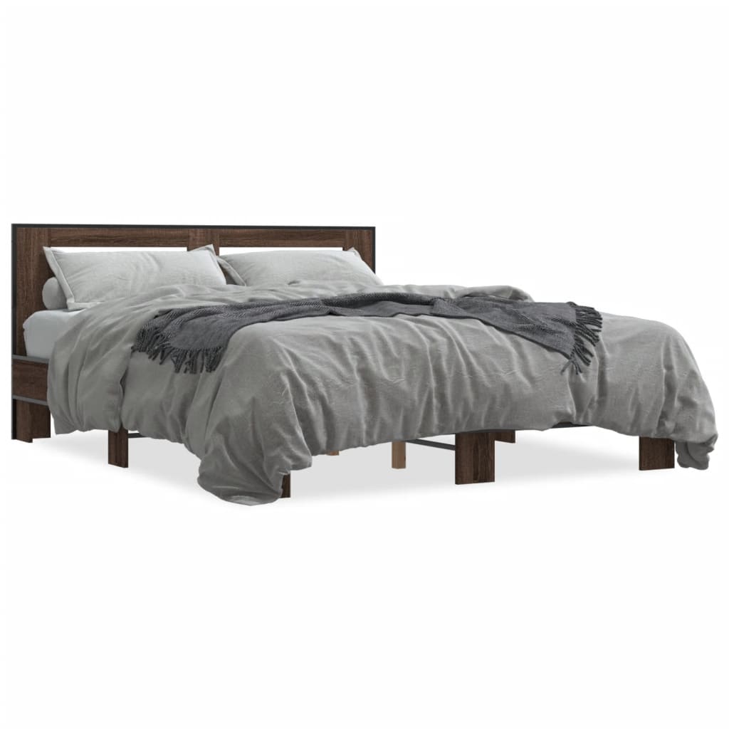 Bed Frame without Mattress Brown Oak 150x200 cm King Size