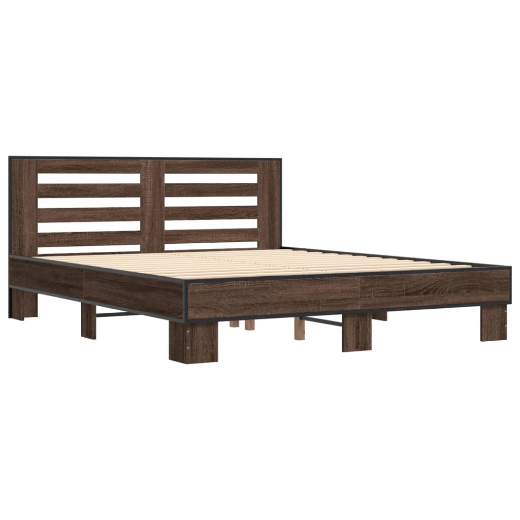Bed Frame without Mattress Brown Oak 150x200 cm King Size