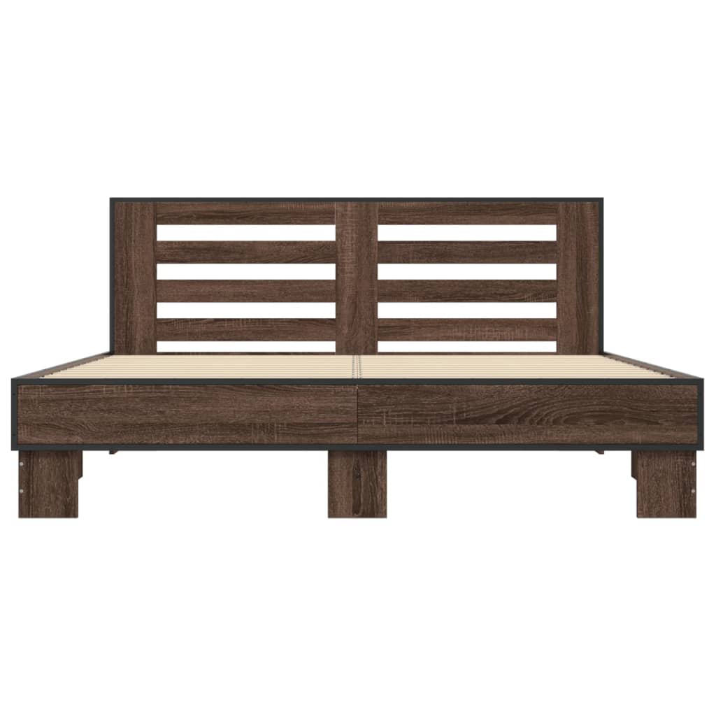 Bed Frame without Mattress Brown Oak 150x200 cm King Size