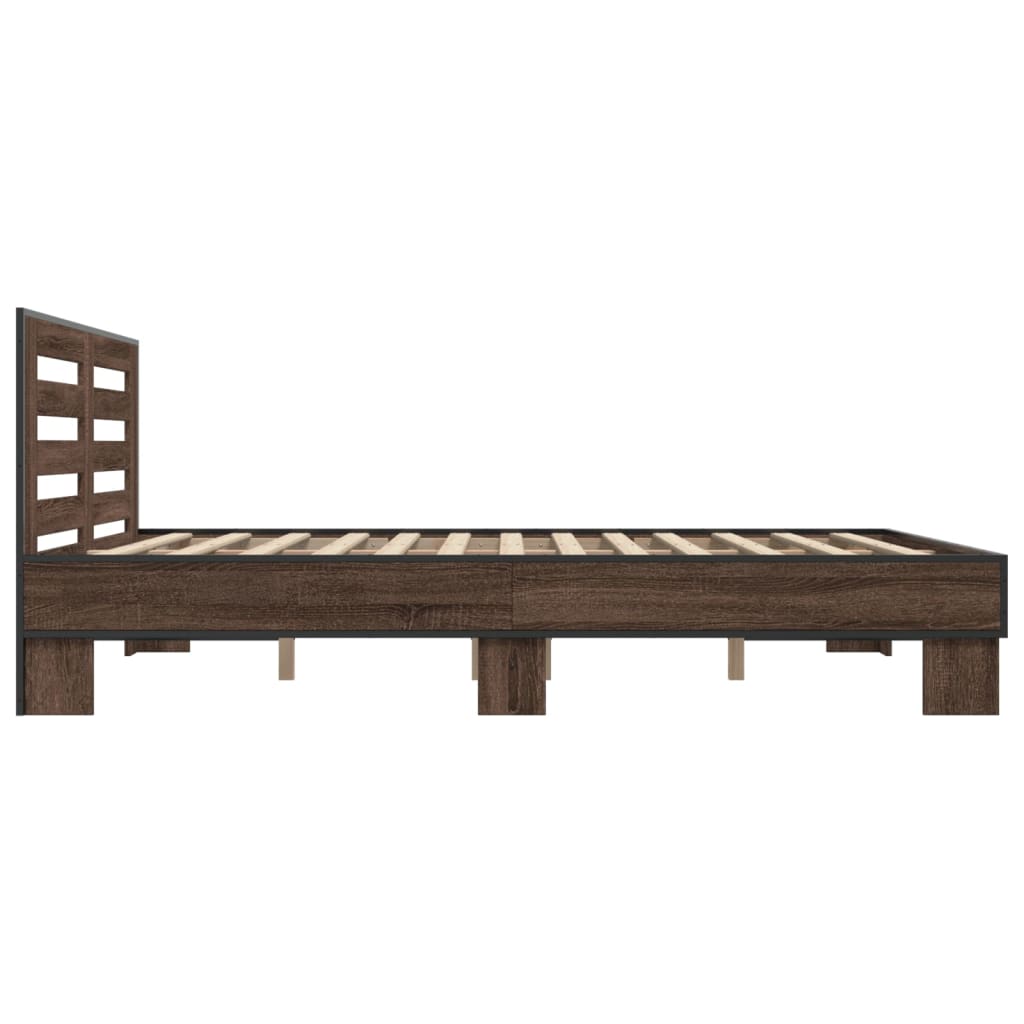 Bed Frame without Mattress Brown Oak 150x200 cm King Size