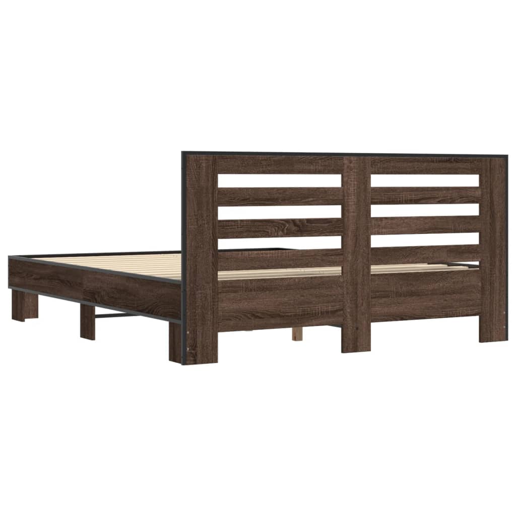 Bed Frame without Mattress Brown Oak 150x200 cm King Size